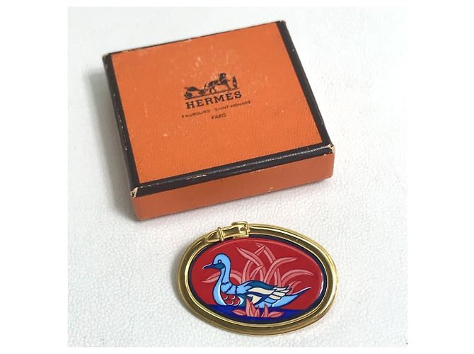 Hermès Spilla in smalto con motivo di uccello GP per donne in oro e rosso HERMES - vista 7