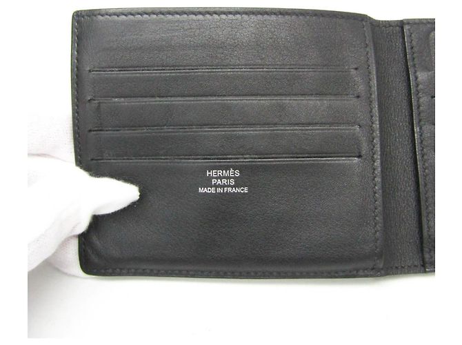 Hermès Hermes Citizen Twill Compact Men's Leather Bill Wallet (fold) Black - view 11