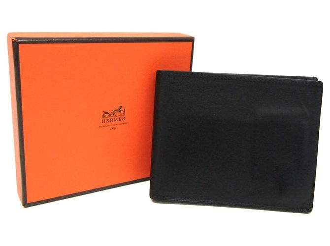Hermès Hermes Citizen Twill Compact Men's Leather Bill Wallet (fold) Black - view 2