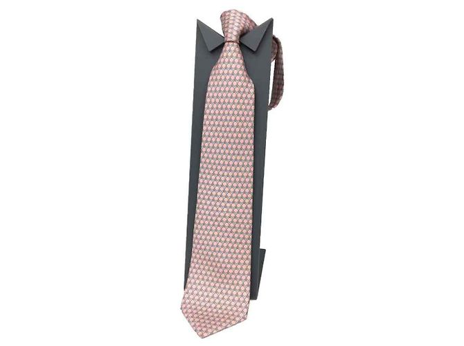 Hermès Cravatta Etrier in twill di seta rosa da uomo HERMES - vista 2