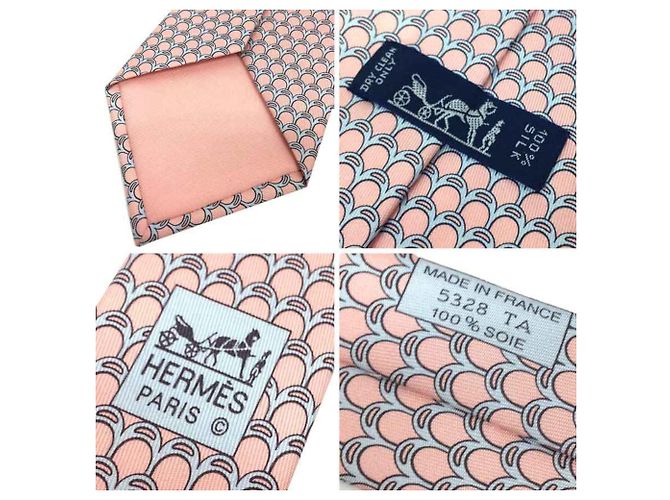 Hermès Cravatta Etrier in twill di seta rosa da uomo HERMES - vista 3