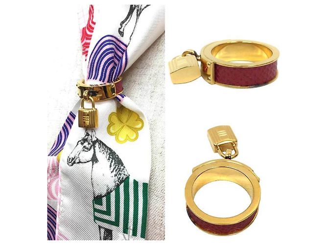 Hermès Anillo de bufanda HERMES Kelly Cadena Rojo x Oro H Bufanda Roja - vista 2