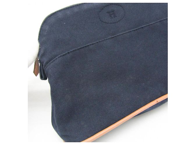 Pochette in cotone Hermès Bolide MM per donne e uomini, blu navy - vista 6