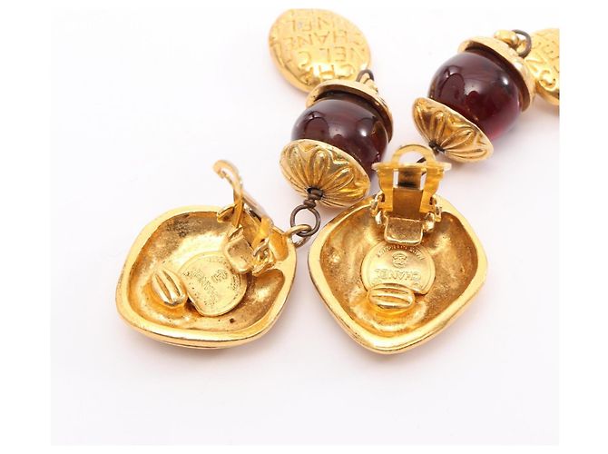 CHANEL Mademoiselle Ohrringe, vergoldet, Glas, Damen, und Rot - Ansicht 5