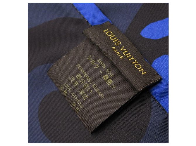 Bufanda Louis Vuitton Graffiti Negro x Azul % Seda Cuero - vista 4