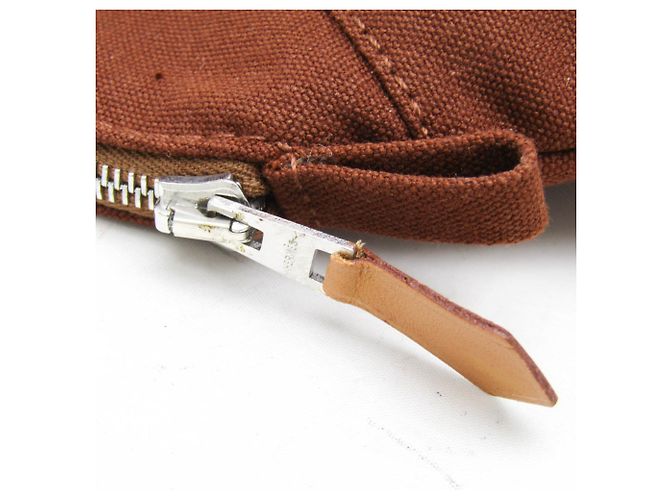 Pochette Hermès Bolide PM Donna, Uomo in Cotone e Pelle Marrone - vista 7