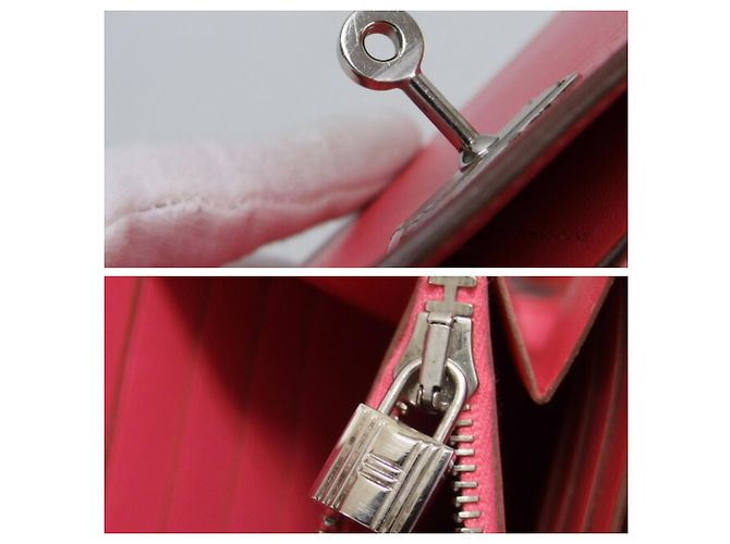 Hermès Kelly Porte Valeur Klapp-Langbörse Rosa Pink - Ansicht 11