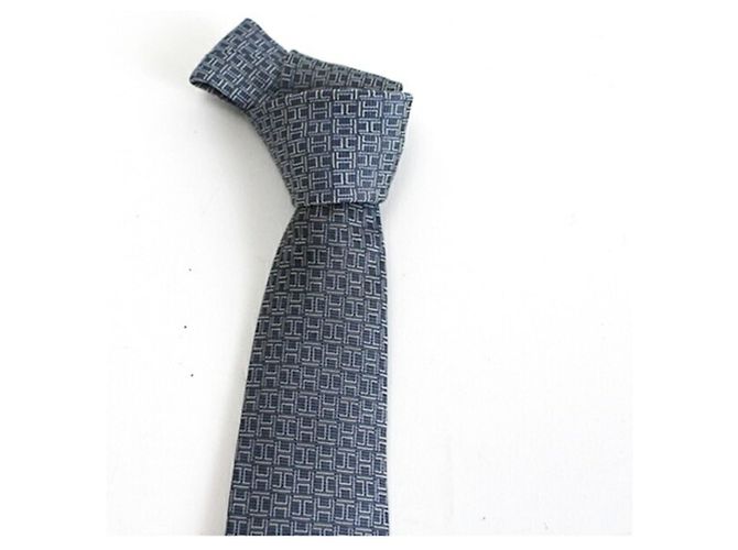 Corbata de seda Hermès Hermès, patrón H, corte slim, para hombres Castaño - vista 6