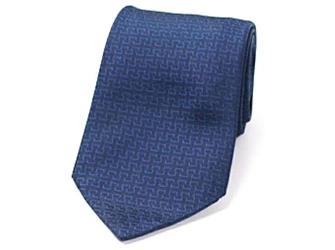 Corbata de seda Hermès, patrón H, para hombres Azul marino - vista 3