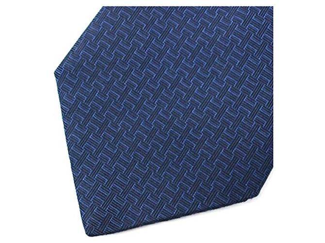 Corbata de seda Hermès, patrón H, para hombres Azul marino - vista 4