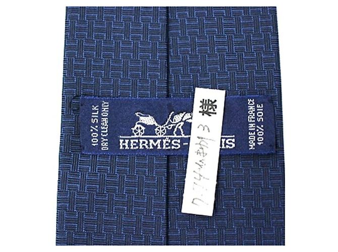 Corbata de seda Hermès, patrón H, para hombres Azul marino - vista 5