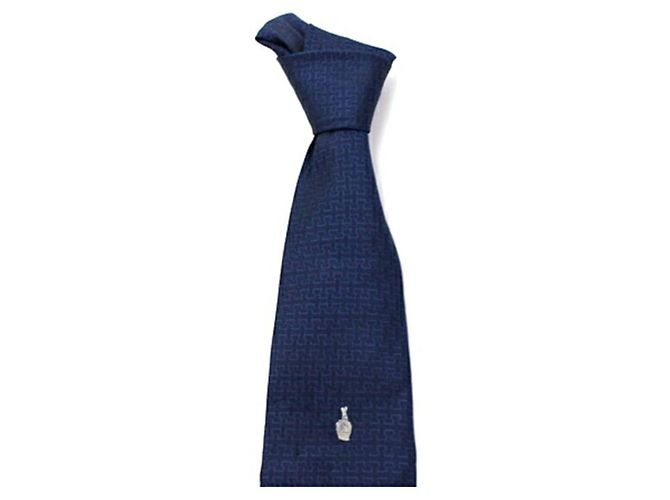Corbata de seda Hermès, patrón H, para hombres Azul marino - vista 7