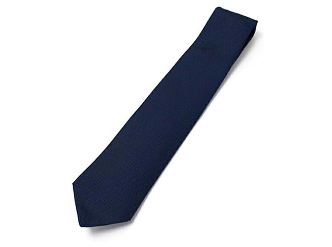 Corbata de seda Hermès, patrón H, para hombres Azul marino - vista 8