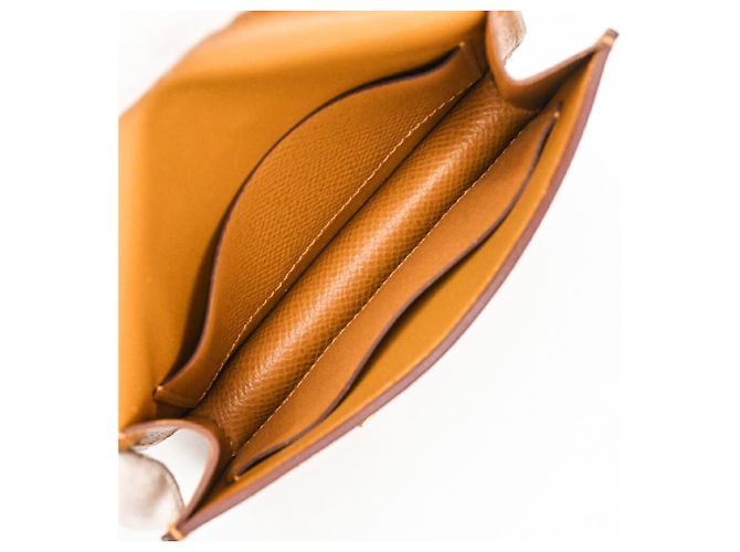 Constance Hermès HERMES Cartera Compacta de Cuero Epsom Dorada #B Castaño - vista 10