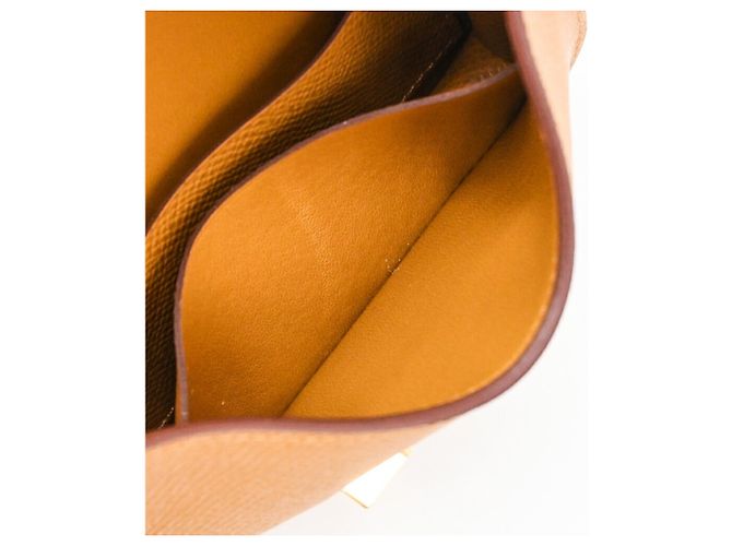 Constance Hermès HERMES Cartera Compacta de Cuero Epsom Dorada #B Castaño - vista 12