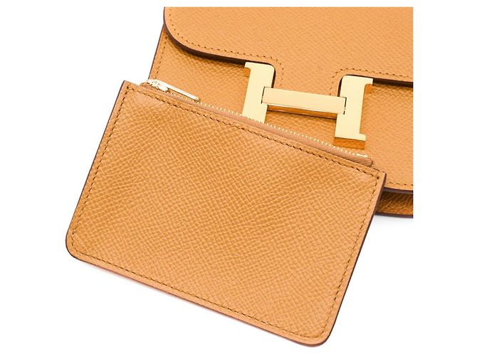 Constance Hermès HERMES Cartera Compacta de Cuero Epsom Dorada #B Castaño - vista 13