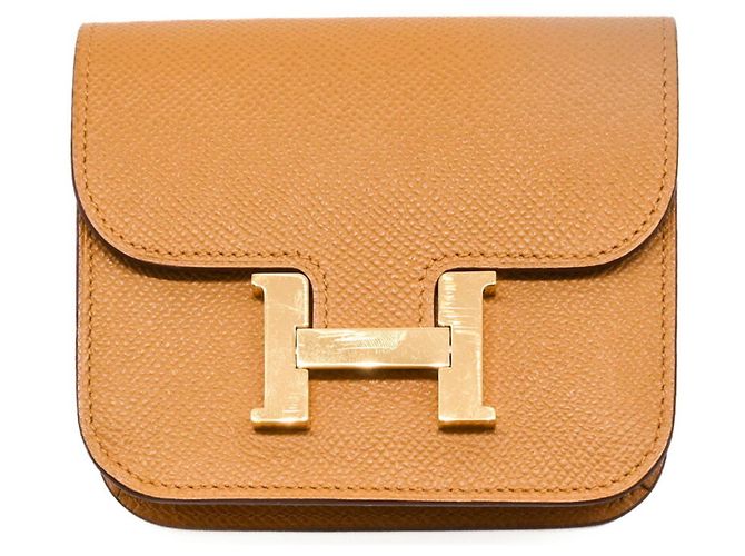 Constance Hermès HERMES Cartera Compacta de Cuero Epsom Dorada #B Castaño - vista 2