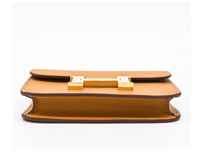 Constance Hermès HERMES Cartera Compacta de Cuero Epsom Dorada #B Castaño - vista 5