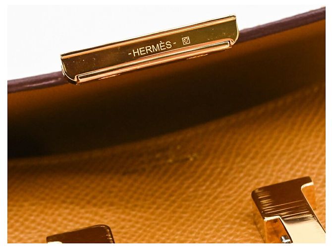 Constance Hermès HERMES Cartera Compacta de Cuero Epsom Dorada #B Castaño - vista 7