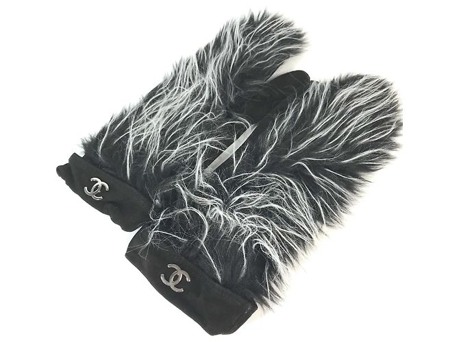 Guanti tipo muffola Chanel Nero Bianco - vista 4