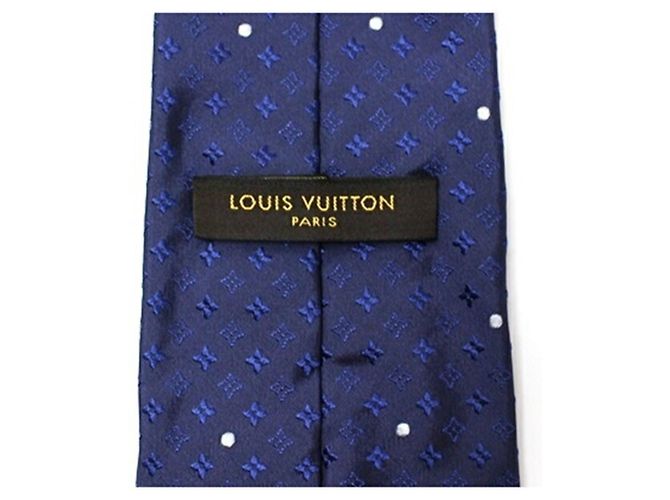 Louis Vuitton Silk Tie with Dotted Monogram Pattern for Men Blue - view 4