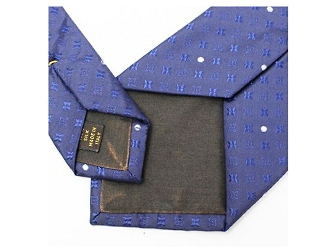 Louis Vuitton Silk Tie with Dotted Monogram Pattern for Men Blue - view 5
