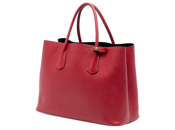 Prada Rotes Mittleres Saffiano Leder Doppeltes Handtasche - Ansicht 2