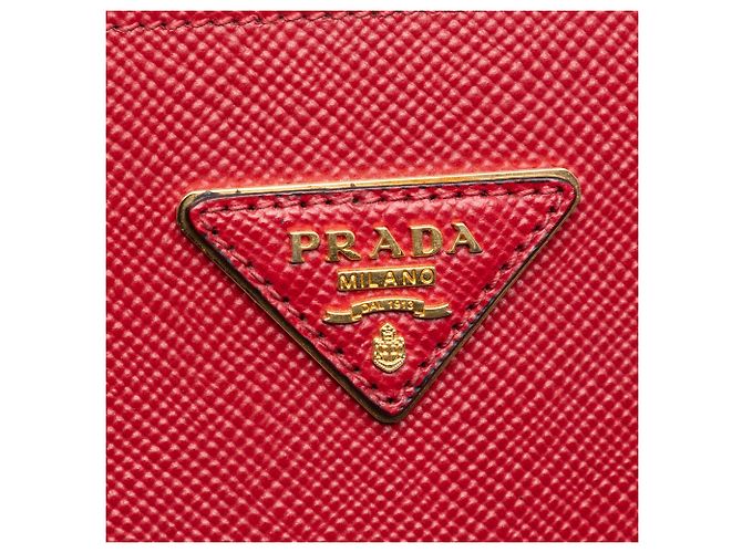 Prada Rotes Mittleres Saffiano Leder Doppeltes Handtasche - Ansicht 5