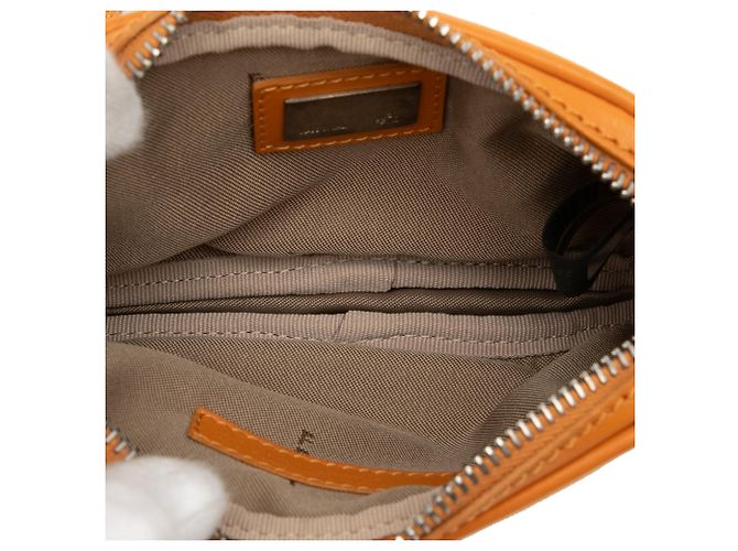 Fendi Mini Zucchino in tela arancione con zip e tracolla incrociata - vista 4