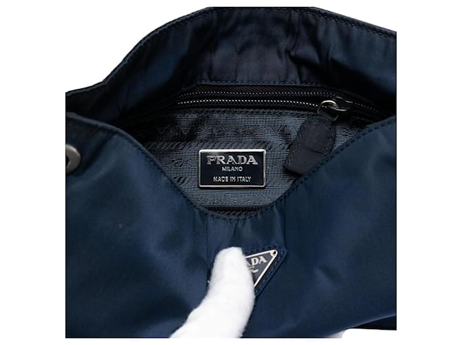 Borsa a Spalla Tessuto Blu Prada Blu navy - vista 5