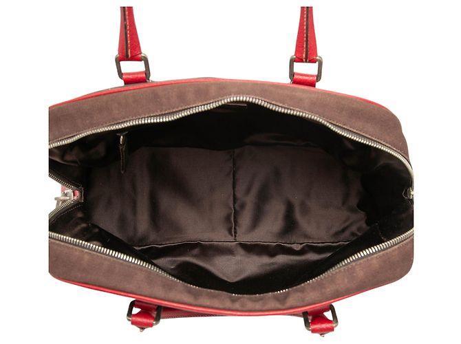 Prada Bauletto Tasche aus Canapa-Leinwand mit braunen Cinghiale-Besätzen - Ansicht 4