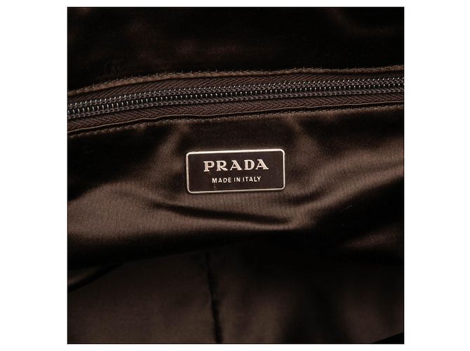 Prada Bauletto Tasche aus Canapa-Leinwand mit braunen Cinghiale-Besätzen - Ansicht 5