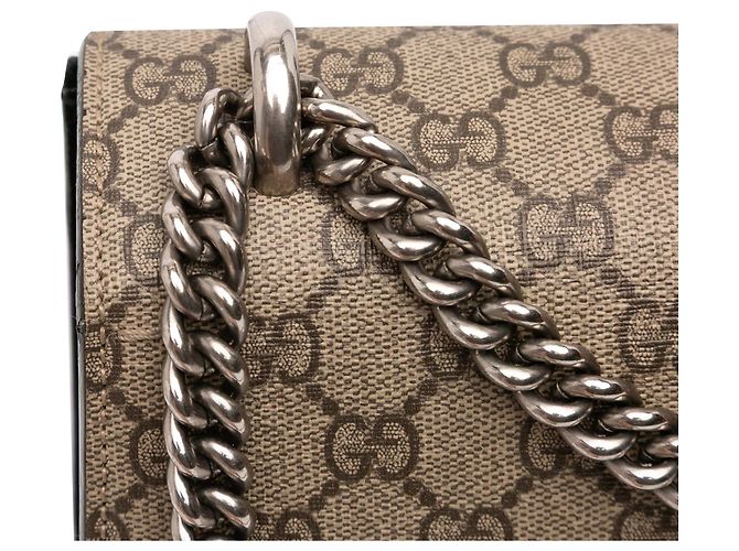 Borsa a Spalla Gucci Dionysus GG Supreme Media Marrone Beige - vista 8