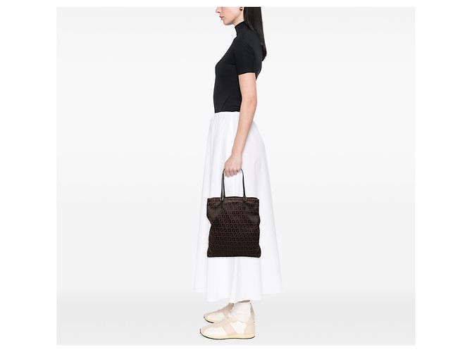 Fendi Braune Zucchino Canvas Tote Dunkelbraun - Ansicht 7