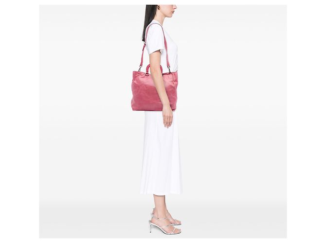 Borsa tote aperta convertibile in vitello rosa Prada - vista 10