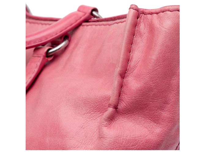 Borsa tote aperta convertibile in vitello rosa Prada - vista 8