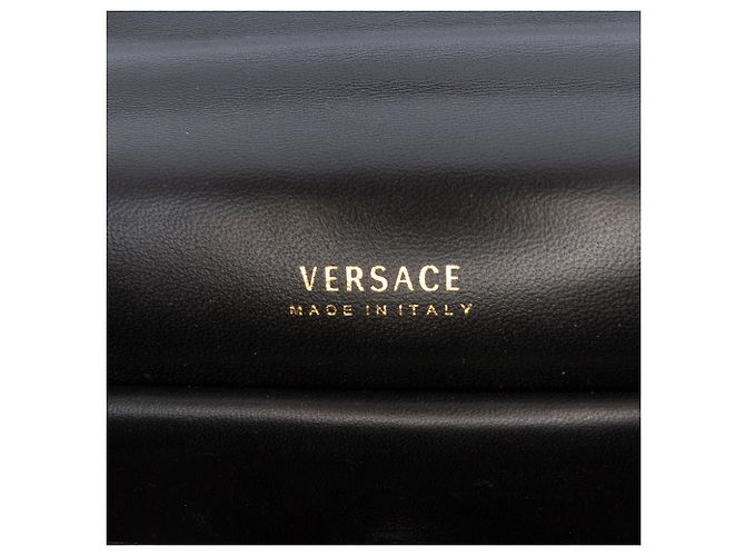 Versace Virtus Tasche aus schwarzem Kalbsleder mit Dschungelgewebe - Ansicht 5