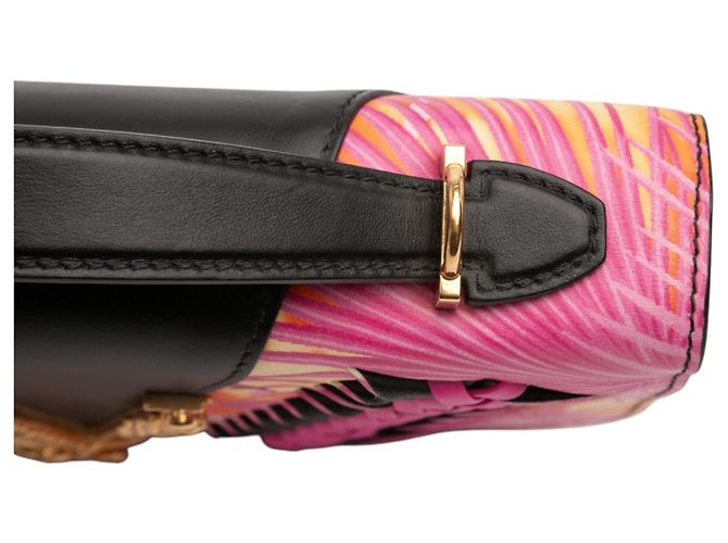 Versace Virtus Tasche aus schwarzem Kalbsleder mit Dschungelgewebe - Ansicht 9