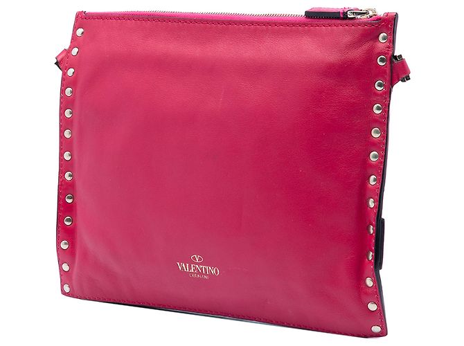 Valentino Borsa in pelle rosa Rockstud Triple Zip Crossbody - vista 2