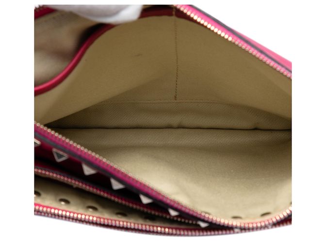 Valentino Borsa in pelle rosa Rockstud Triple Zip Crossbody - vista 4