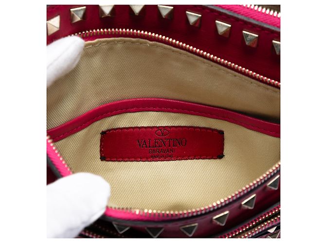 Valentino Borsa in pelle rosa Rockstud Triple Zip Crossbody - vista 5