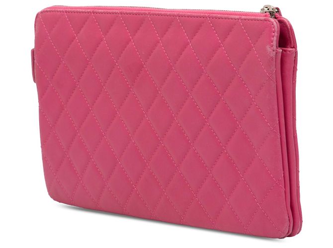 Clutch Doble Cierre de Caviar Acolchado Rosa CC Esmalte de Chanel - vista 2