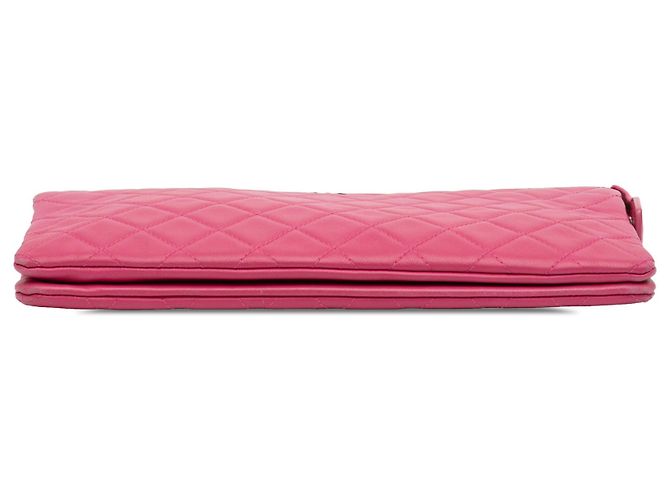 Clutch Doble Cierre de Caviar Acolchado Rosa CC Esmalte de Chanel - vista 3