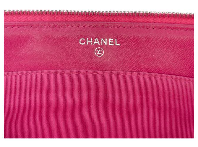 Clutch Doble Cierre de Caviar Acolchado Rosa CC Esmalte de Chanel - vista 6