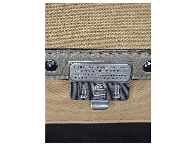 Borsa a tracolla Marc by Marc Jacobs in tela e pelle con borchie Marrone Beige - vista 2