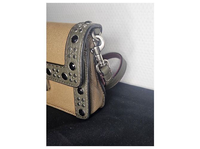 Borsa a tracolla Marc by Marc Jacobs in tela e pelle con borchie Marrone Beige - vista 4