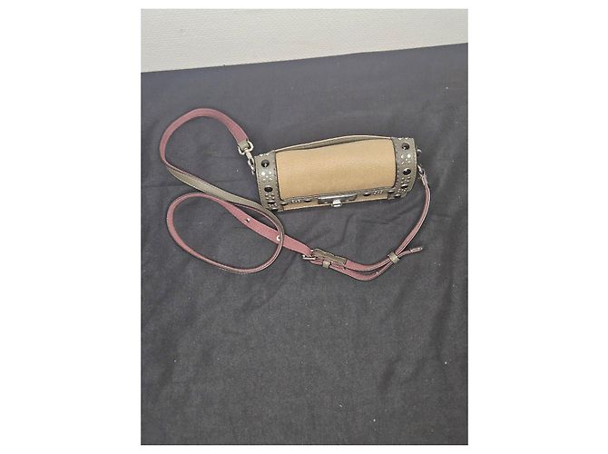 Borsa a tracolla Marc by Marc Jacobs in tela e pelle con borchie Marrone Beige - vista 7