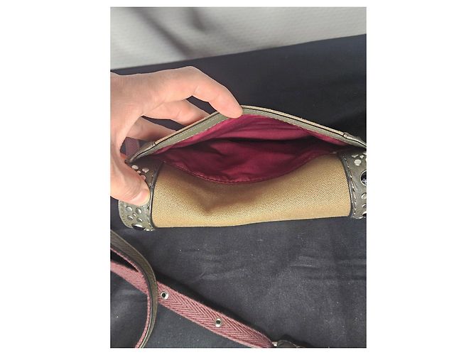 Borsa a tracolla Marc by Marc Jacobs in tela e pelle con borchie Marrone Beige - vista 8