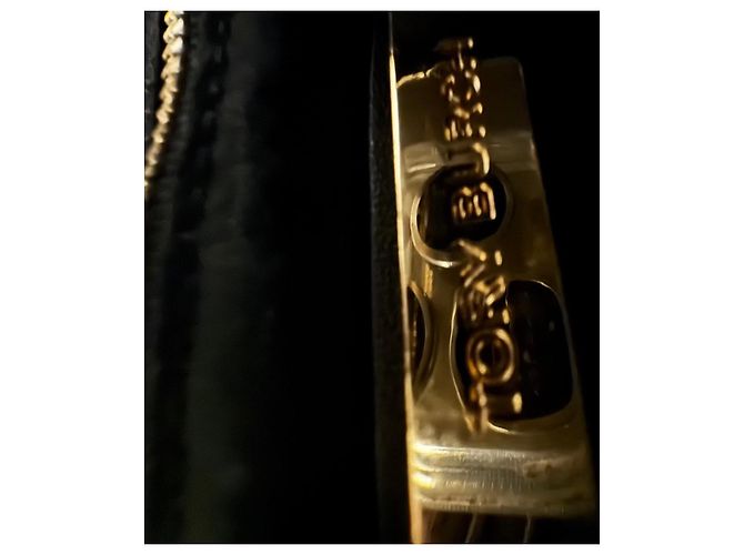 Tory Burch Borsa a spalla in pelle nera trapuntata con catena dorata Nero - vista 12