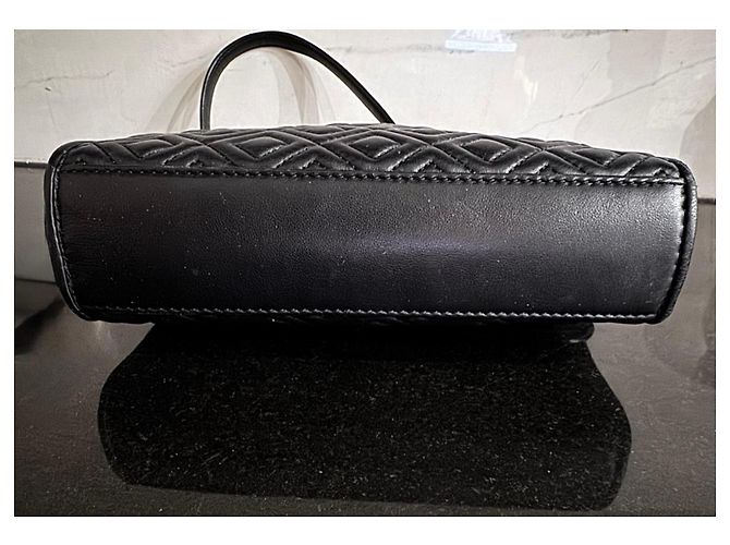 Tory Burch Borsa a spalla in pelle nera trapuntata con catena dorata Nero - vista 2